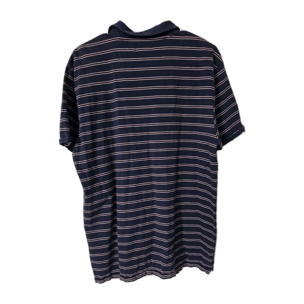Polo Jeans Company Ralph Lauren Navy Striped Short Sleeve Polo Shirt, Large